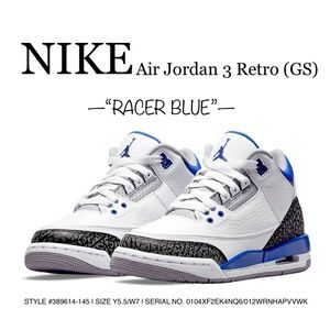 Air Jordan 3 Retro GS “RACER BLUE” | 5.5Y/W7 398614-145 CT8532-145 | NWT No Lid